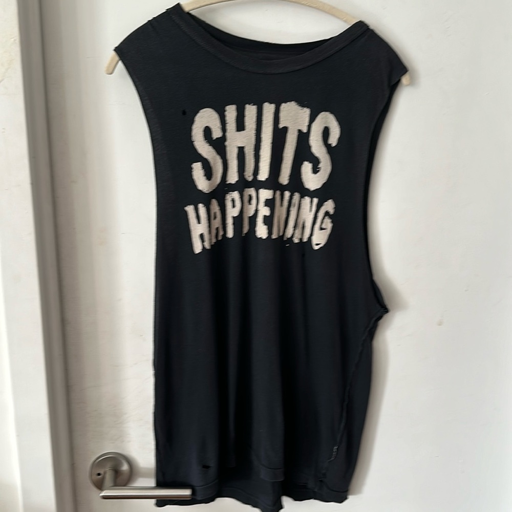 UNIF Muscle Tank Shit happens distressed tank top Tee shirt
